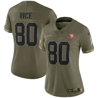 womens nike jerry rice olive san francisco 49ers 2022 salut